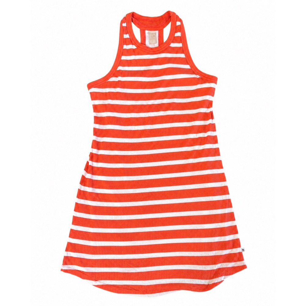 Mountain Hardwear Striped Racerback Dress Orange White Ribbed Mini OL2170 XL
